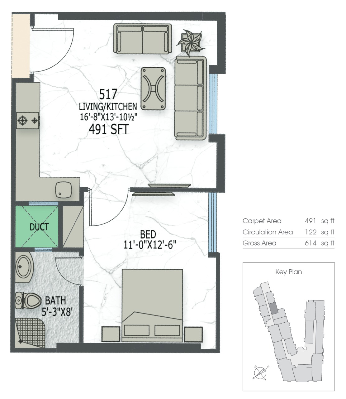 1 Bed Apartment Layout 7 Canal Residence