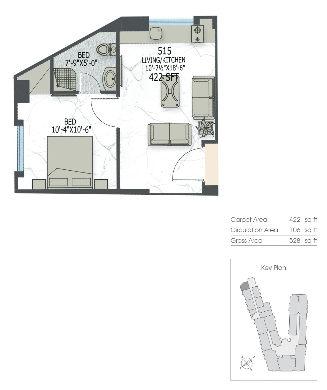 1 Bed Apartment Layout 7 Canal Residence North Side