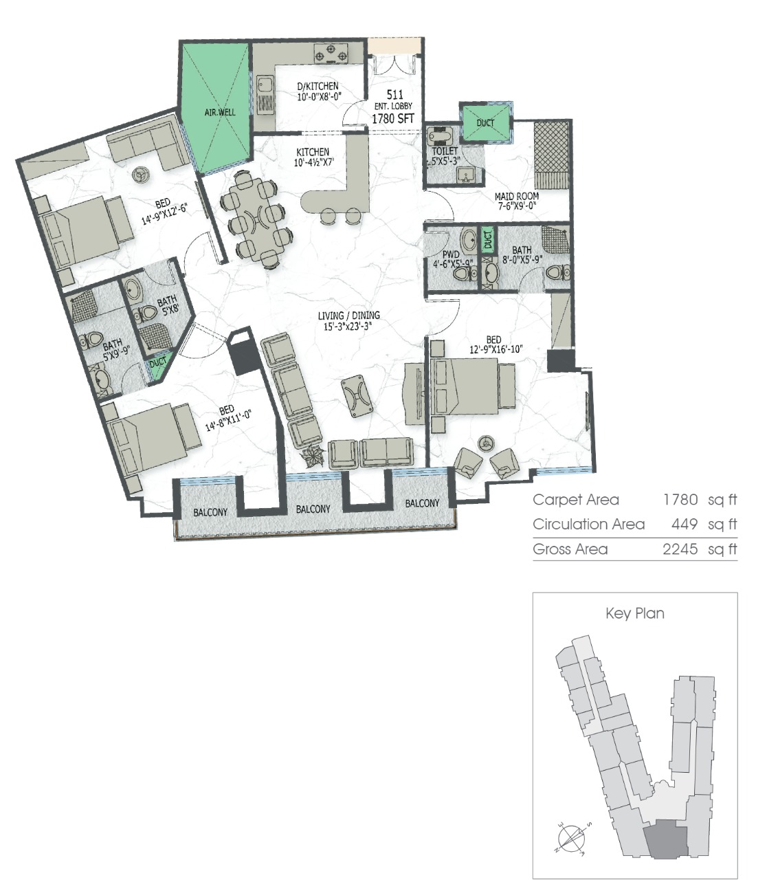 3 Bed Apartment Layout 7 Canal Residence