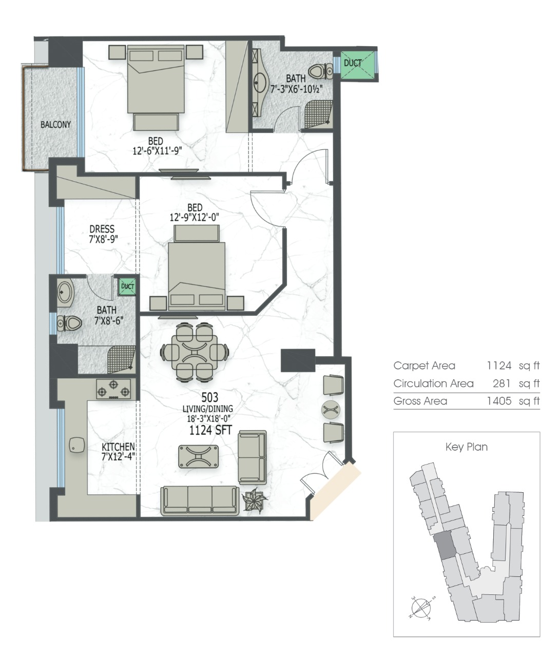 2 Bed Apartment Layout 7 Canal Residence North Side
