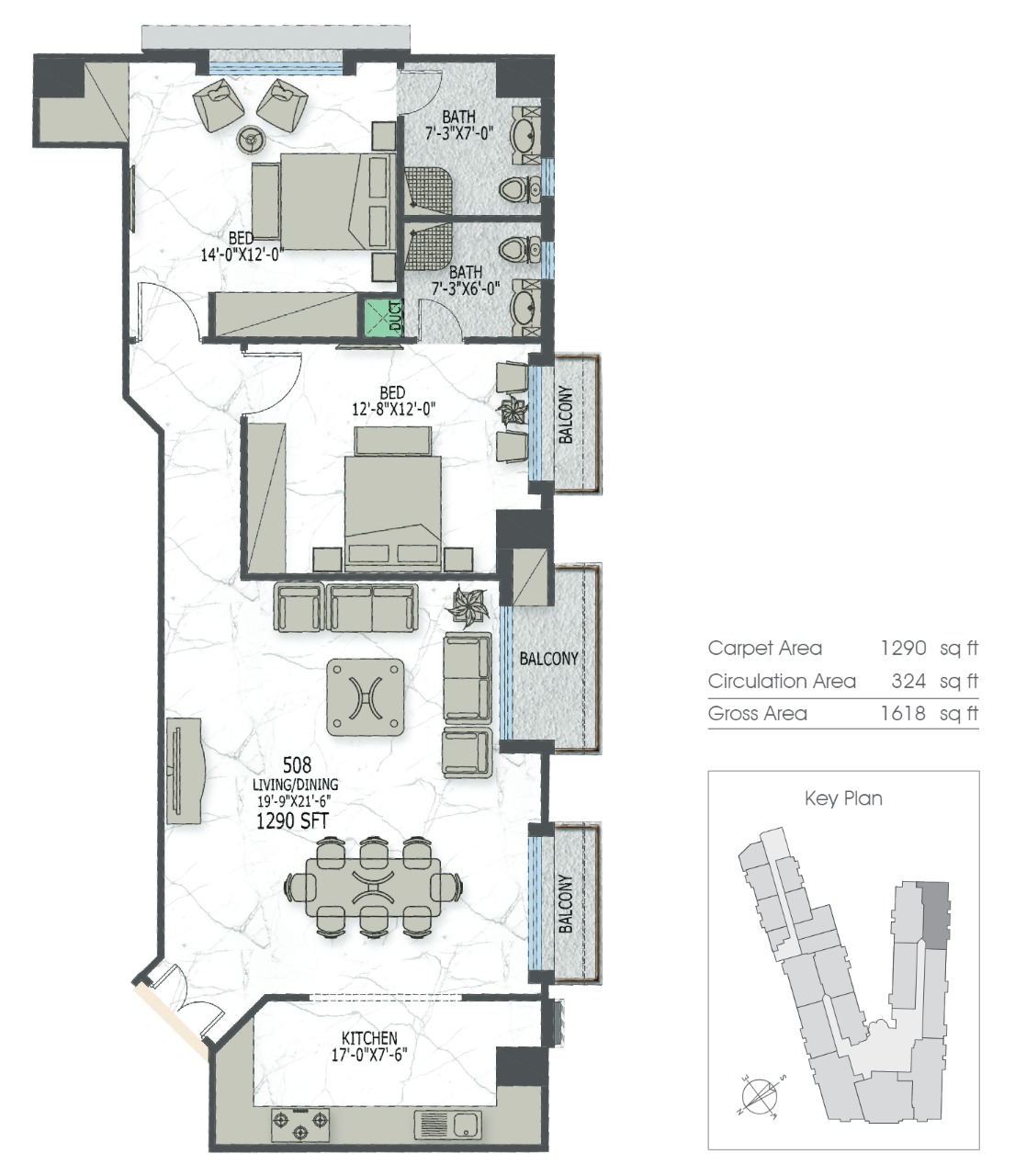 2 Bed Apartment Layout 7 Canal Residence