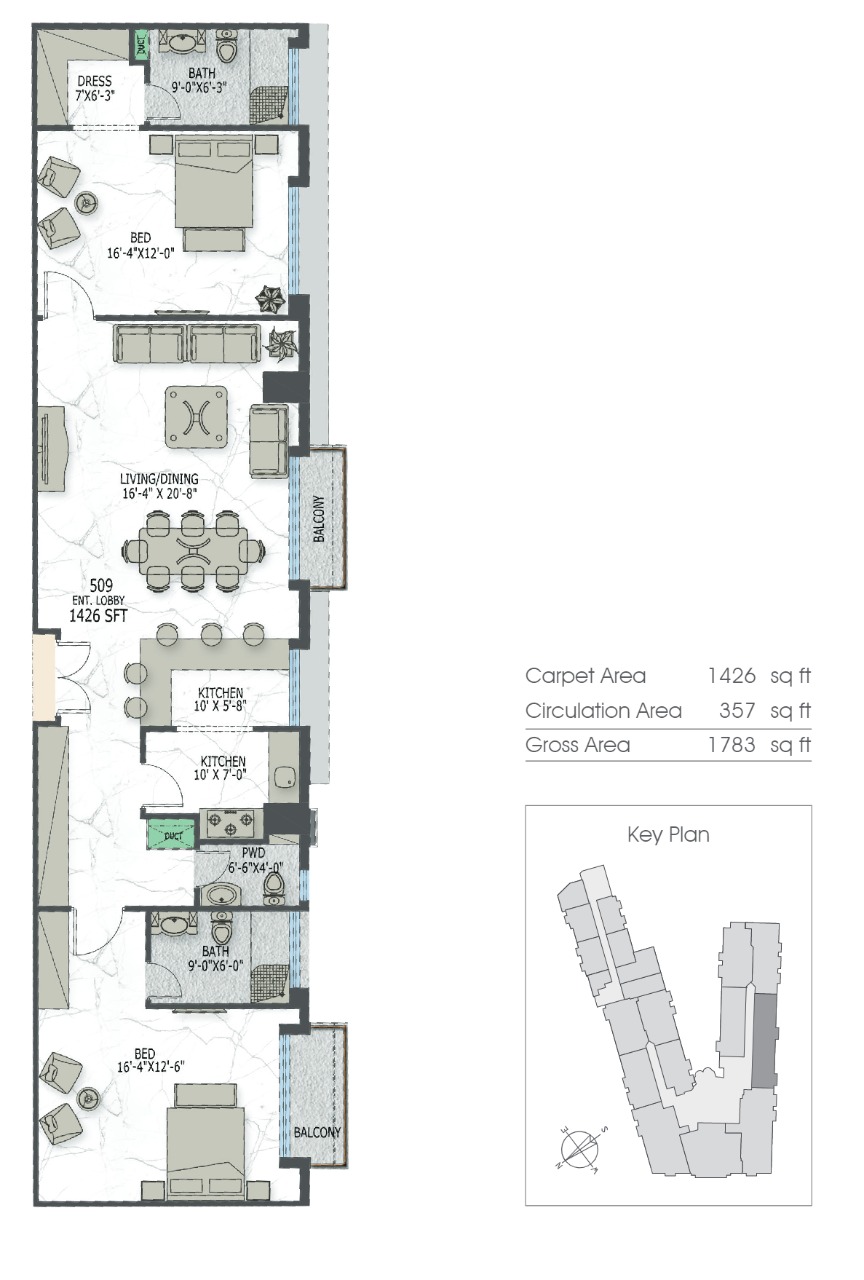 2 Bed Apartment Layout 7 Canal Residence South Side